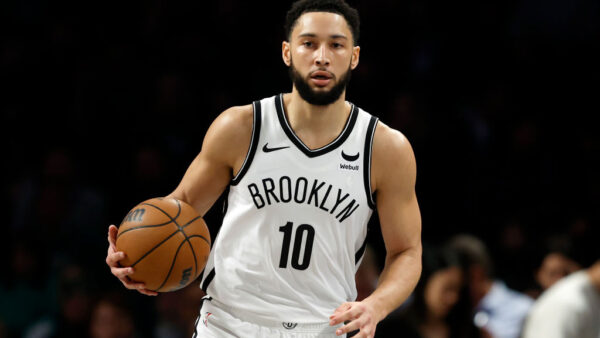 NEW YORK, NEW YORK - FEBRUARY 13: Ben Simmons #10 of the Brooklyn Nets dribbles during the second half against the Boston Celtics at Barclays Center on February 13, 2024 in the Brooklyn borough of New York City. The Celtics won 118-110. NOTE TO USER: User expressly acknowledges and agrees that, by downloading and or using this photograph, User is consenting to the terms and conditions of the Getty Images License Agreement. (Photo by Sarah Stier/Getty Images)