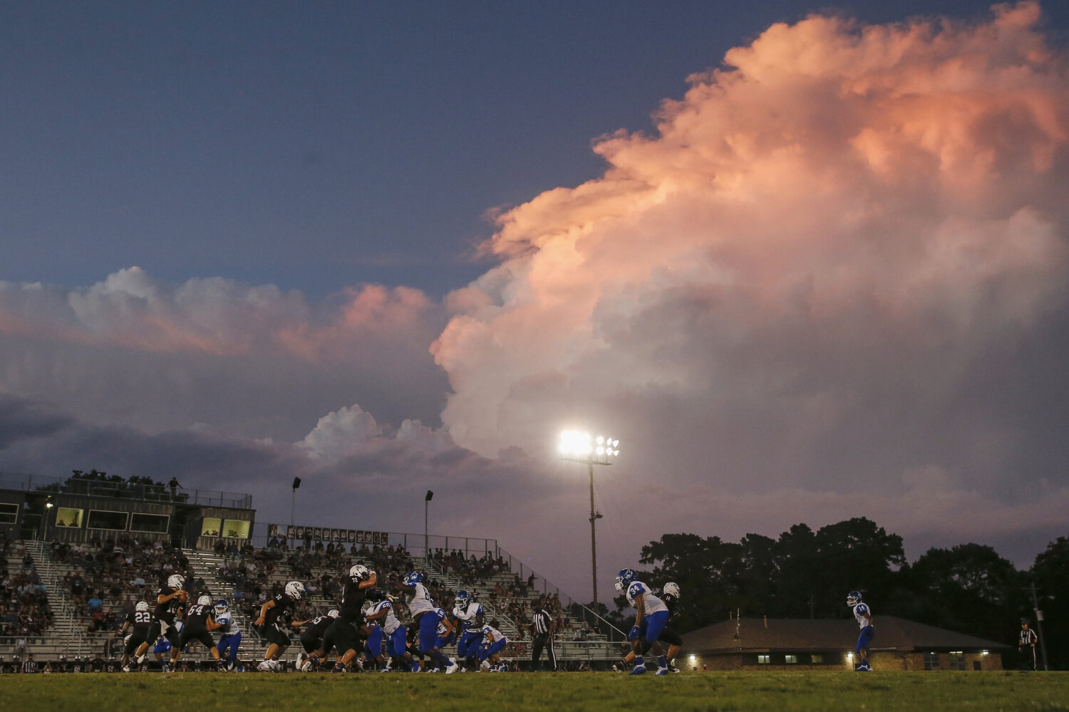 EAST BERNARD, TEXAS - AUGUST 28: A general view of the game between the East Bernard Brahmas and th...