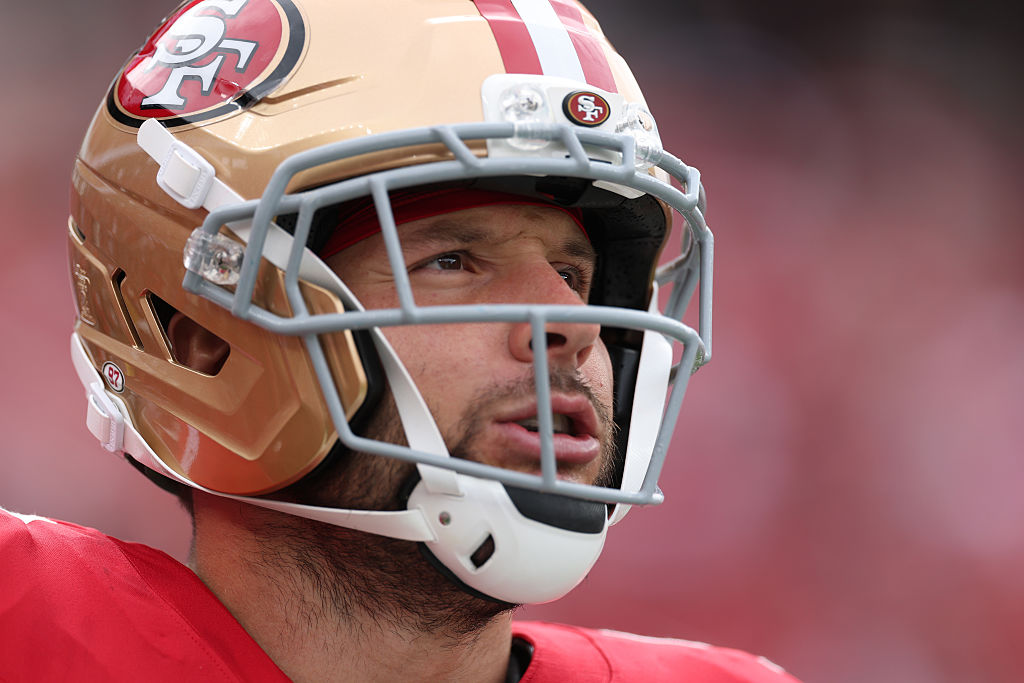 SANTA CLARA, CALIFORNIA - SEPTEMBER 20: Nick Bosa #97 of the San Francisco 49ers looks on before a game against the Miami Dolphins at Levi's Stadium on September 20, 2026 in Santa Clara, California. (Photo by Ezra Shaw/Getty Images)