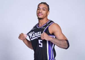 SACRAMENTO, CALIFORNIA - SEPTEMBER 28: Darius Acuff Jr. #5 of the Sacramento Kings poses for a picture during the Kings Media Day at Sacramento Kings Practice Facility on September 28, 2026 in Sacramento, California. NOTE TO USER: User expressly acknowledges and agrees that, by downloading and or using this photograph, User is consenting to the terms and conditions of the Getty Images License Agreement. (Photo by Thearon W. Henderson/Getty Images)