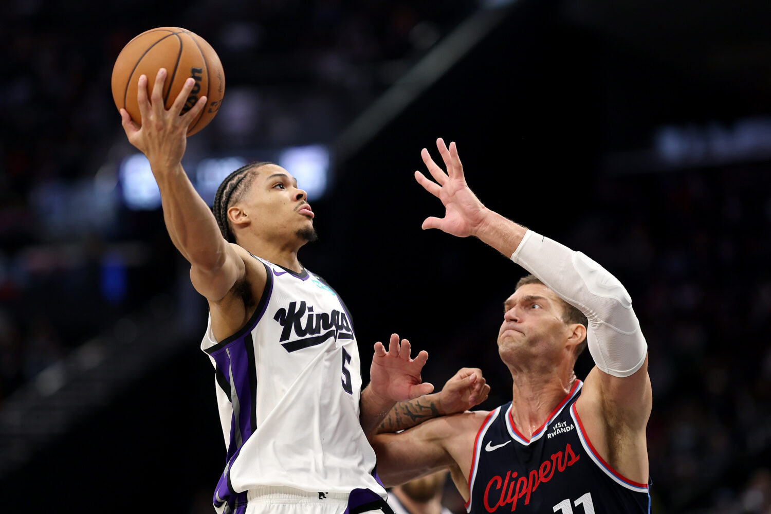 INGLEWOOD, CALIFORNIA - OCTOBER 21: Darius Acuff Jr. #5 of the Sacramento Kings shoots the ball aga...