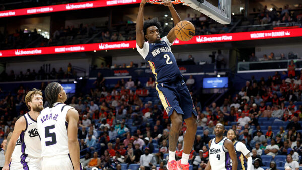 NEW ORLEANS, LOUISIANA - OCTOBER 29: Herbert Jones #2 of the New Orleans Pelicans dunks during the second half of the game against the Sacramento Kings at Smoothie King Center on October 29, 2026 in New Orleans, Louisiana. NOTE TO USER: User expressly acknowledges and agrees that, by downloading and or using this photograph, User is consenting to the terms and conditions of the Getty Images License Agreement. (Photo by Tyler Kaufman/Getty Images)